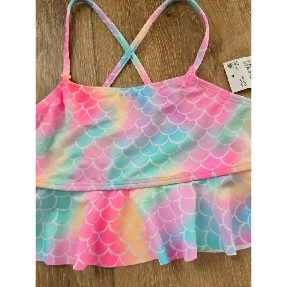 Breaking Waves Girls Peplum Tankini Top & Scoop Bottom Swimsuit 8 10